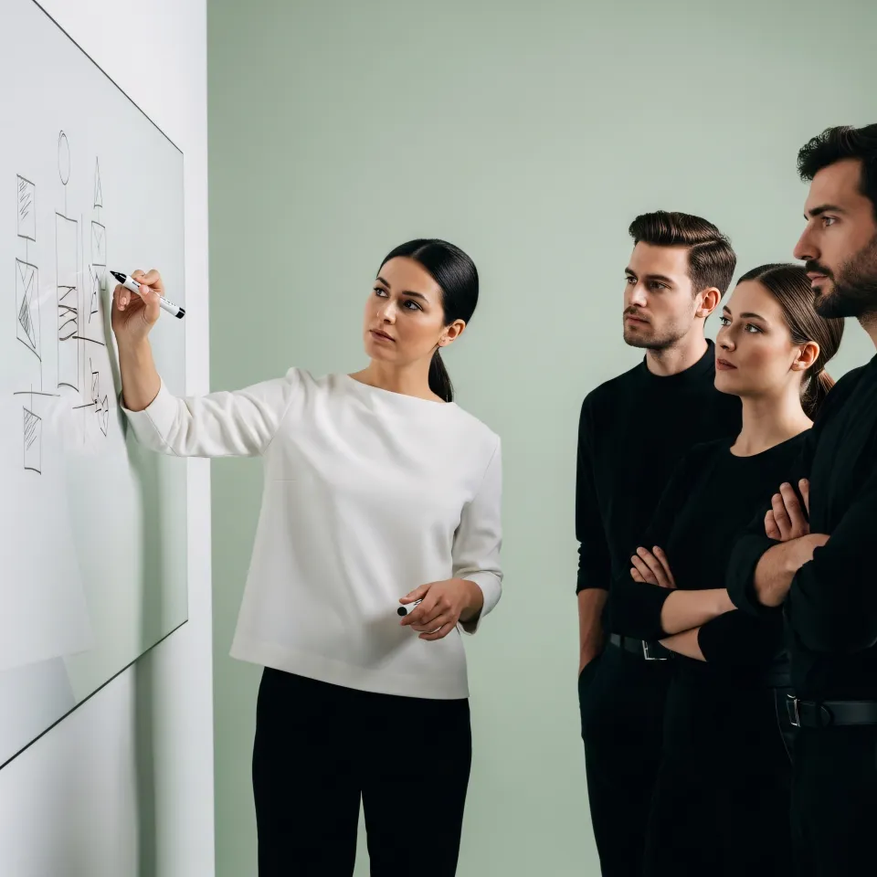 Business team reviewing analytics data